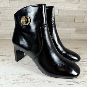 Kurt Geiger London Black Chelsea Square Toe Eagle Head Leather Boots SZ 38 US7.5